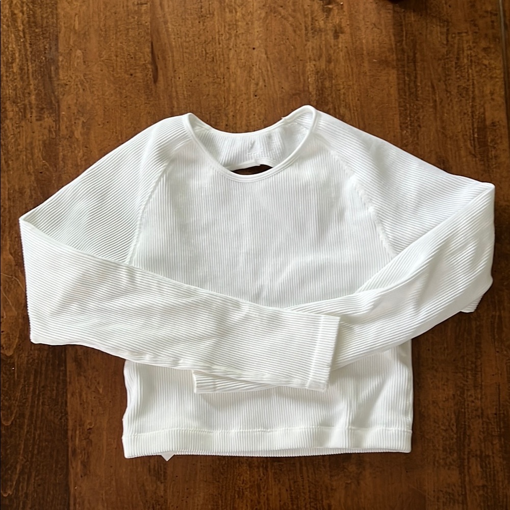 Vitality - White LS Ribbed Cropped Tee